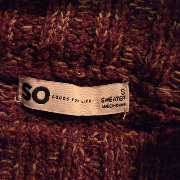 Women's SO Marled Burgundy Mock Turtleneck Sweater - Picture 5 of 6